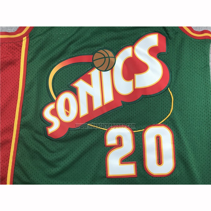 Camiseta Seattle SuperSonics Gary Payton NO 20 Historic Retro Verde2